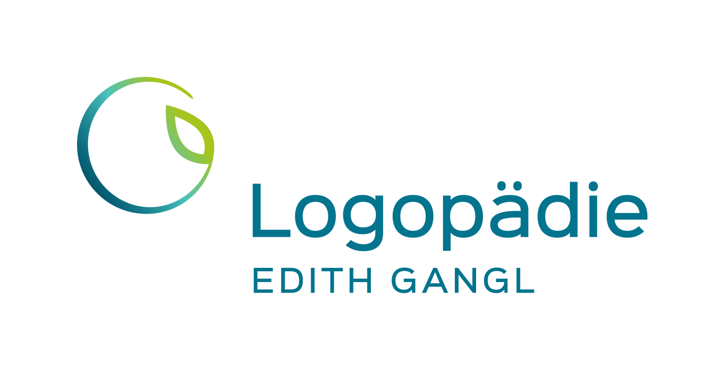 Logo farbiger Kreis mit Blatt und Schriftzug Logopädie Edith Gangl