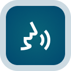 Icon speaking in blue box